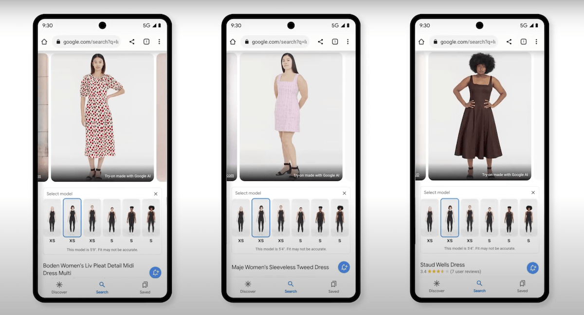 Google's virtual try-on tool supports dresses