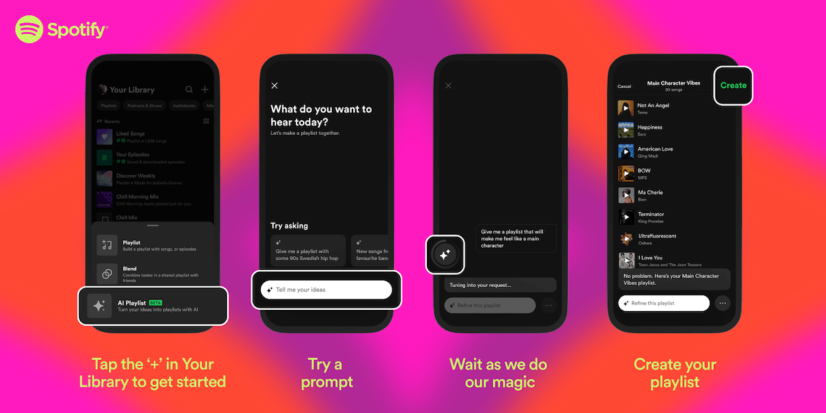 La función de listas de reproducción con inteligencia artificial de Spotify llega a Estados Unidos y a más mercados