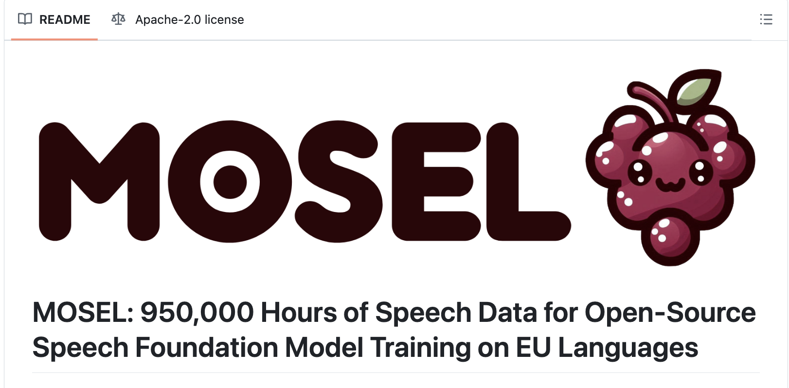 MOSEL: Recopilación de datos de voz de código abierto para la formación del modelo Speech Foundation en lenguas de la UE