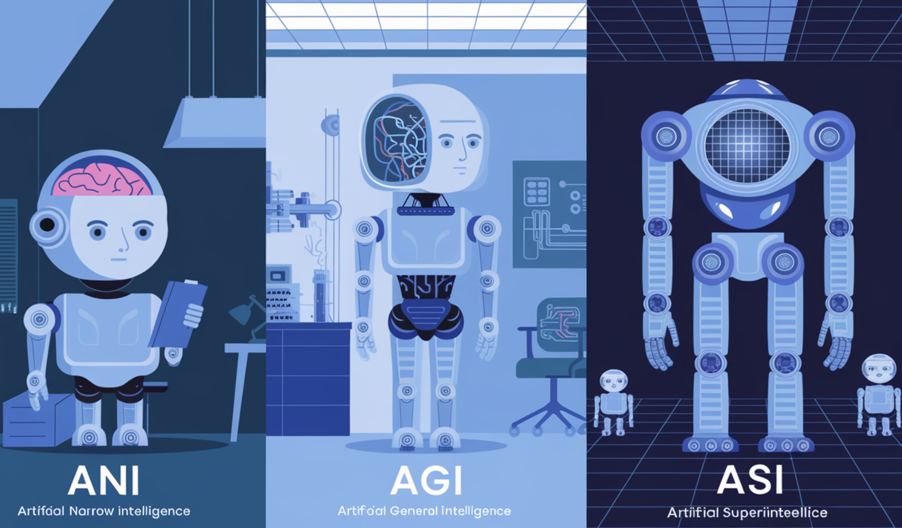 Los tres tipos diferentes de inteligencia artificial: ANI, AGI y ASI